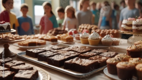 Golden-Hour Bake Sale: Children Anticipate Sweet Treats