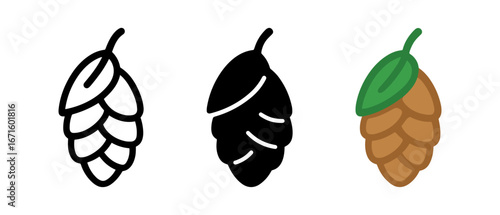 Set of three hop cone designs in minimalist style