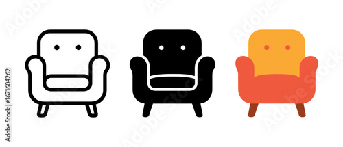 Trendy armchair designs in flat, outline, and solid styles for interior inspiration