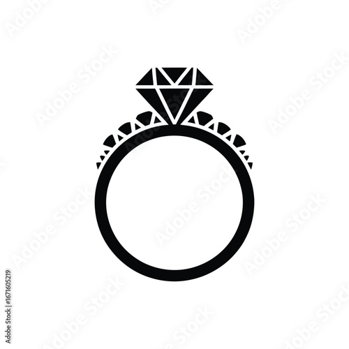 Elegant diamond engagement ring silhouette with intricate band detail