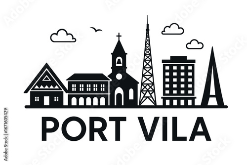 City skyline with iconic buildings and landmarks in Port Vila
