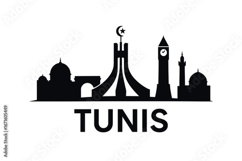 City skyline with iconic buildings and landmarks in Tunis