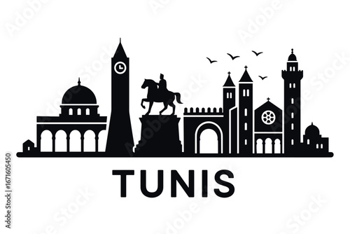City skyline with iconic buildings and landmarks in Tunis