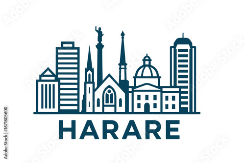 City skyline with iconic buildings and landmarks in Harare
