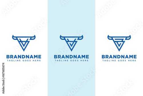 Letters GV GY GZ  Bull Triangle Logo, symbolizing strength, ambition, and stability