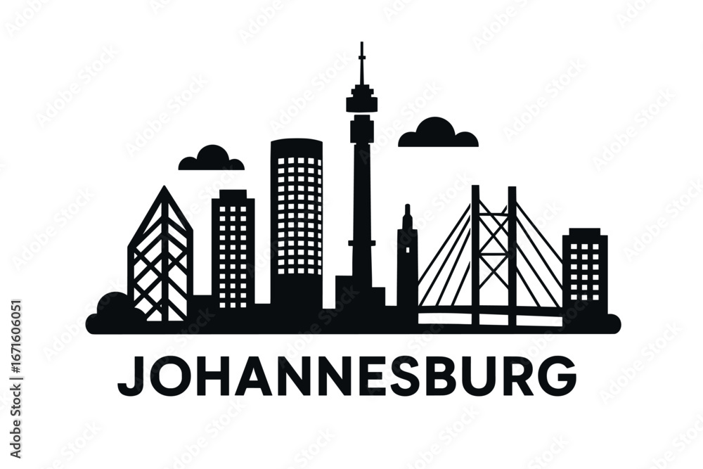 Obraz premium City skyline with iconic buildings and landmarks in Johannesburg
