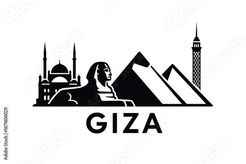 City skyline with iconic buildings and landmarks in Giza