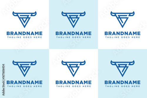 Letters GA GE GF GG GP GQ  Bull Triangle Logo, symbolizing strength, ambition, and stability