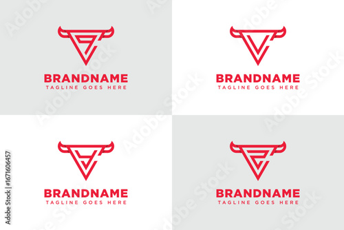 Letters CQ CV CY CZ  Bull Triangle Logo, symbolizing strength, ambition, and stability