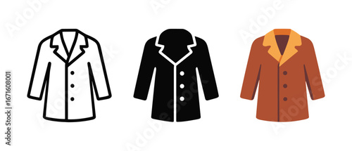 Trendy coat designs: minimalist outline, bold solid, and stylish colorful representation