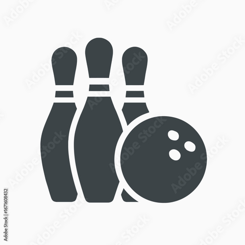 Simple Style Bowling Pins and Ball Symbol for Sport Game Illustration