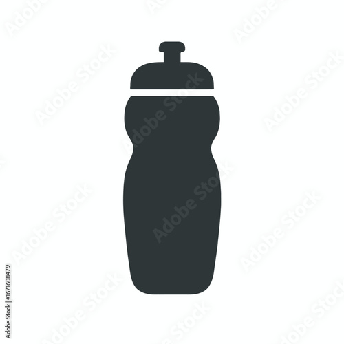 Simple Flat Style Water Bottle Black Silhouette Shape Icon
