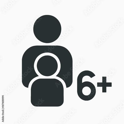 Minimalist Glyph Figure Child Supervision Icon Symbol Six Plus Age