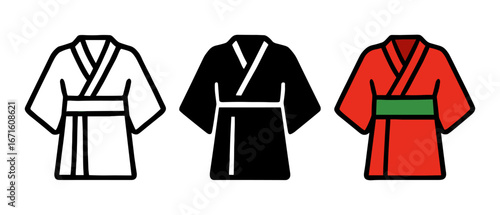 Traditional japanese kimonos in minimalist line art style