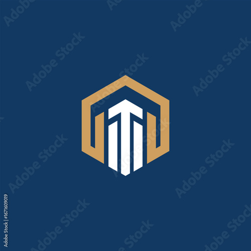 Modern vector logo featuring a hexagonal frame with a pillar-like design symbolizing strength, stability, and growth. Ideal for finance, consulting, corporate identity, real estate, or investment comp
