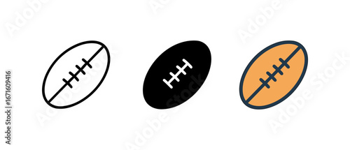 Minimalist american football icons on white background