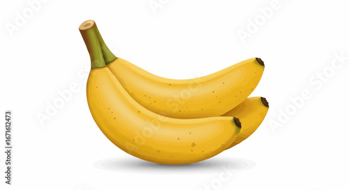 Realistic Yellow Bananas Vector Illustration Isolated on White Background. Fresh Ripe Fruit Bunch for Healthy Eating and Tropical Design.