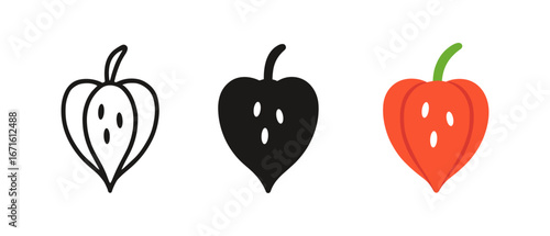 Minimalist trio of decorative plant pod designs with linear, silhouette, and color variations