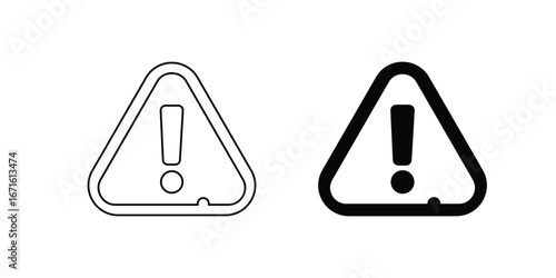 Caution Triangle set icon with white background vector stock illustration