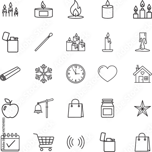 Aromatherapy and Candle Sale Event Vector Line Icons