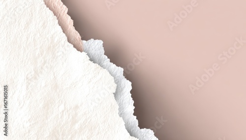 Torn paper edge showing textured surface and blush backdrop