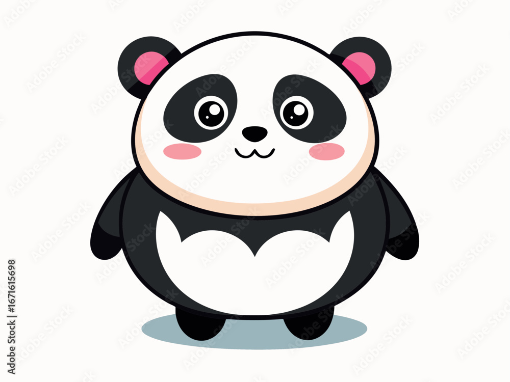 Fototapeta premium Cute cartoon panda bear with a happy expression