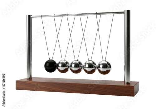 Isolated Newton's Cradle Demonstrating Conservation of Momentum and Energy Laws