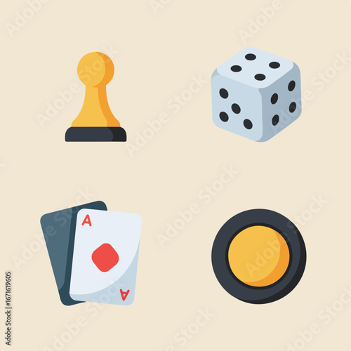 Board Games Pieces Laid Out on Table for Game Night Fun