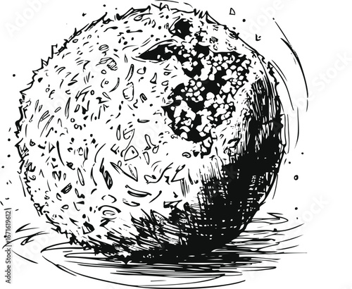  Hand-drawn falafel ball line art vector, abstract doodle Middle Eastern food, clean black ink sketch illustration 2