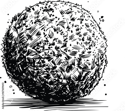 Hand-drawn falafel ball line art vector, abstract doodle Middle Eastern food, clean black ink sketch illustration 3
