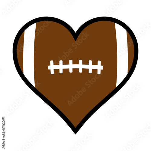 Foottball heart svg cut file. Isolated vector illustration.