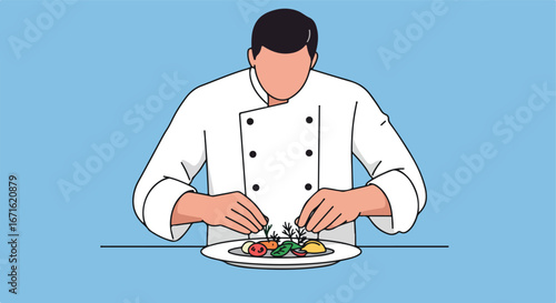 Chef Plates Food Professionally in Restaurant