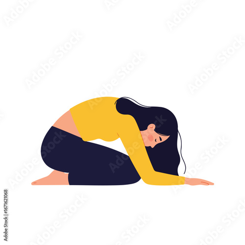 Woman Resting in Child's Pose On a Mat