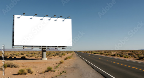 Blank Billboard on Desert Highway Advertising Space Mockup