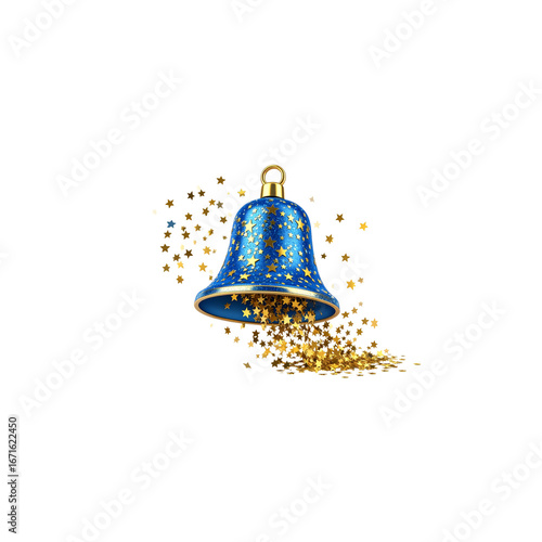 Shiny Christmas bells with red ribbon and bow isolated on white background