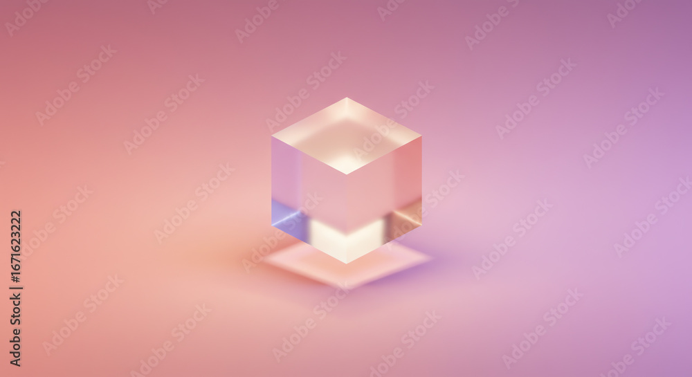 Obraz premium Cube crystal on pastel background