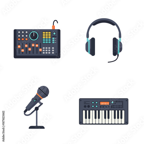 Sound Equipment Composed on White Background