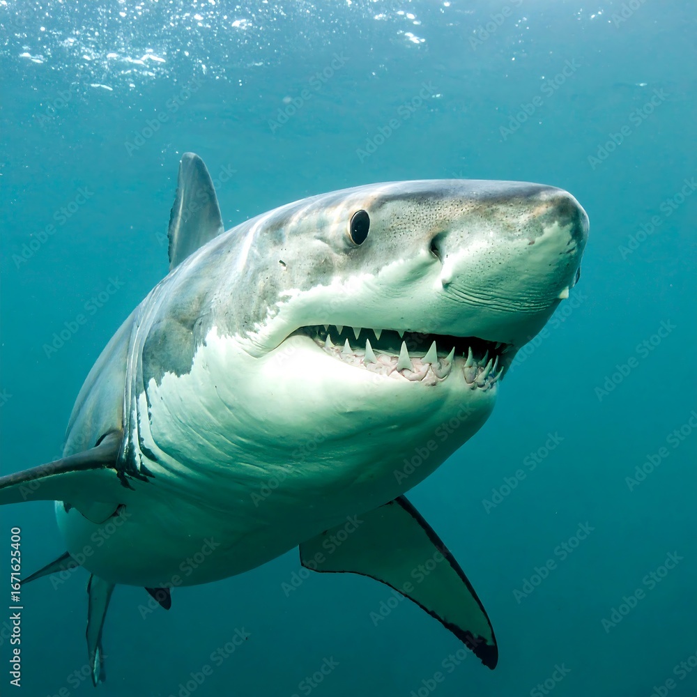 Naklejka premium Great white shark underwater