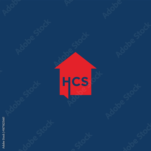 Minimalist red house-shaped logo with the letters "HCS" inside, symbolizing corporate identity, real estate, housing, or construction services. The clean design and bold colors convey professionalism,