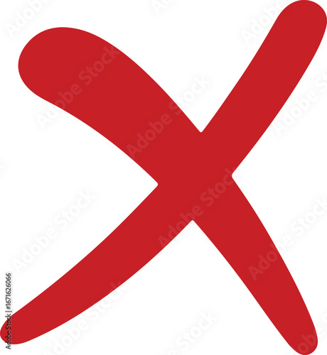 red x mark error symbol, wrong cancel cross icon, incorrect choice sign isolated on white background