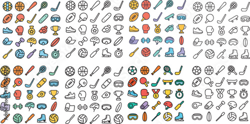 Colorful Sport Equipment Icons Collection 2.