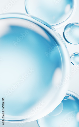 Wallpaper Mural Blue liquid water bubbles background, 3d rendering. Torontodigital.ca