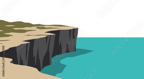 Cliffs rising, standing tall, ocean meeting edge