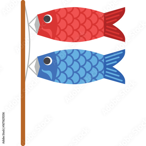 Koinobori Carp Streamer Vector Flat Illustration