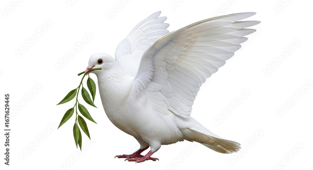 Fototapeta premium Isolated Dove with Olive Branch