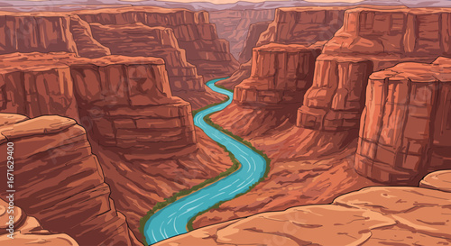 Grand Canyon Depiction A Scenic View of the Colorado River