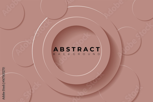 Abstract Background with 3d circle slightly desaturated red papercut layer, vector illustration