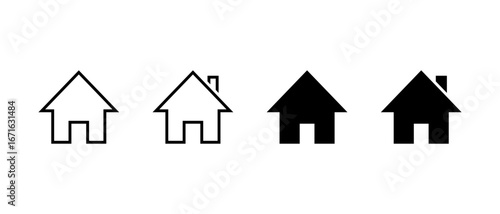 Home icon set. House symbol for homepage and navigation