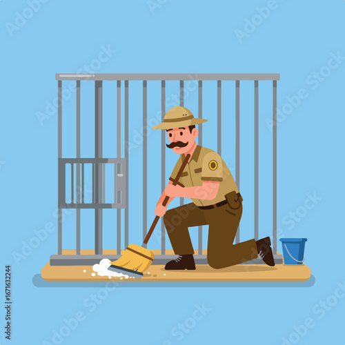 Ranger Sweeping Prison Cell