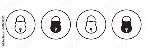 lock vector icon set. open or closed illustration sign collection. door symbol. Lock icon set. Padlock open and closed. Locked and unlocked icon.  